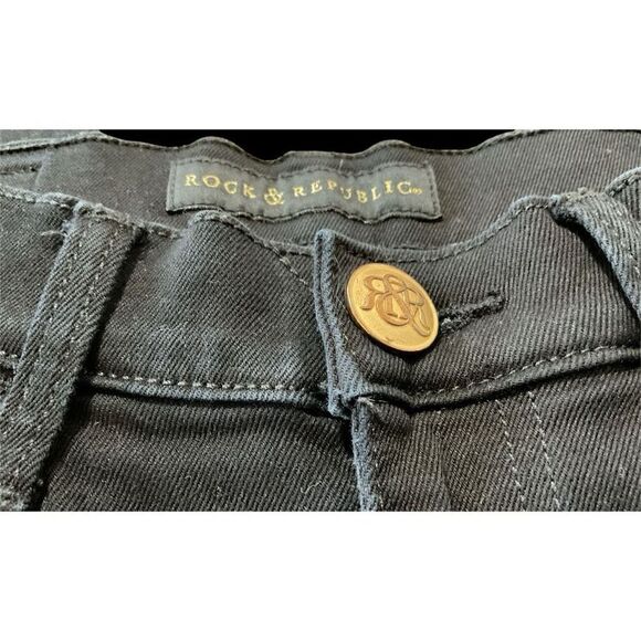 Rock & Republic Stretchy Cropped Black Jeggings 6 - Picture 6 of 6